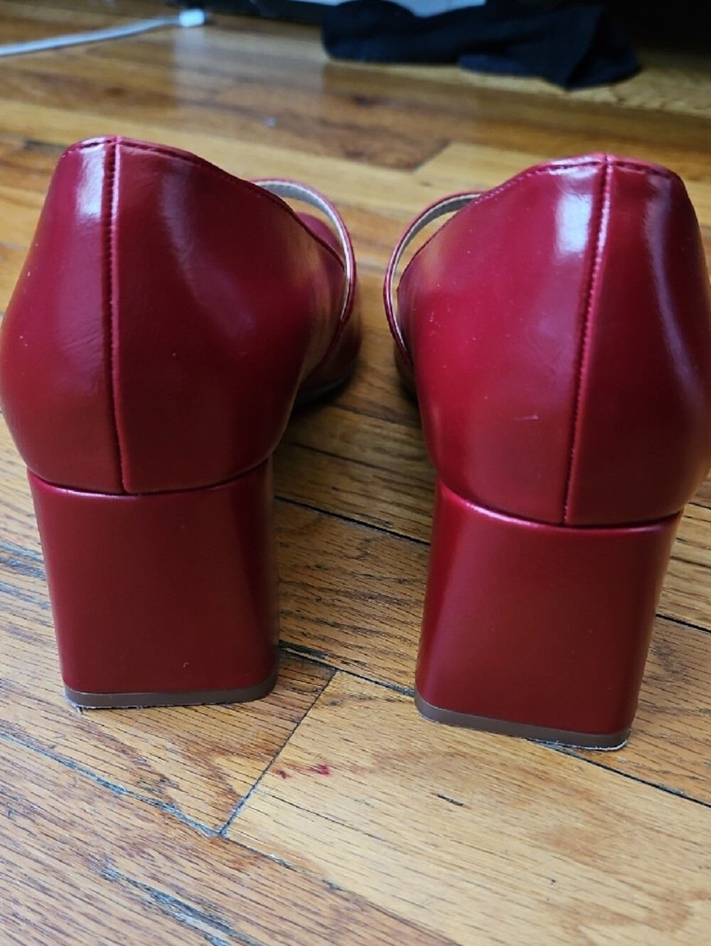 Naturalizer Red Mary Jane Block Heels with Ankle Strap - Picture 9 of 16